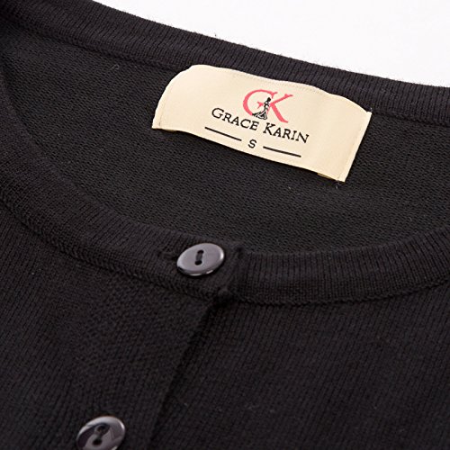 Black Long Sleeve Button Down Cardigan Sweater for Women