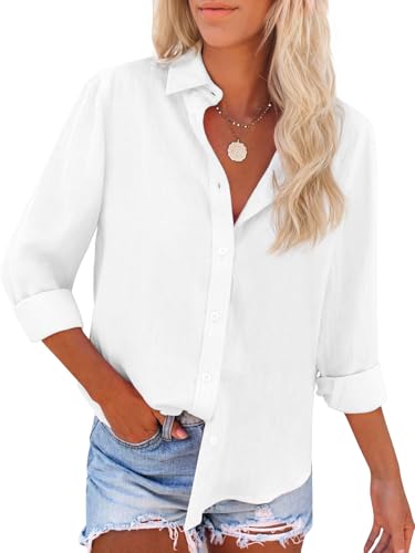 Women's Long Sleeve Wrinkle-Free Button Down Shirt - White
