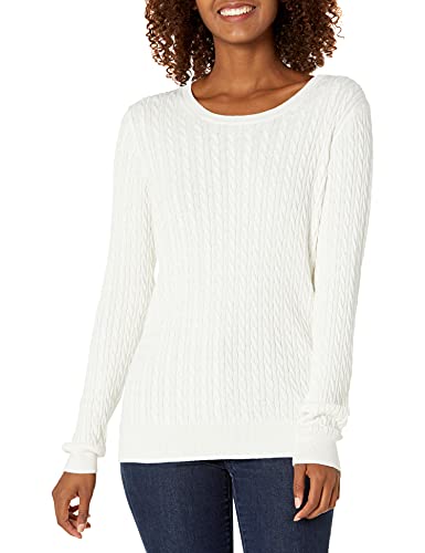 Amazon Essentials Cable Crewneck Sweater, Ivory, Plus Size 2X