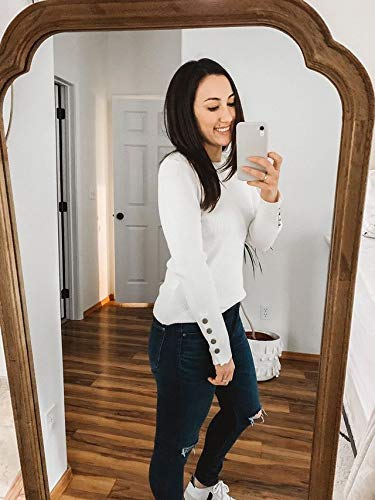 2023 Fashion Winter Crew Neck Button Sweater White