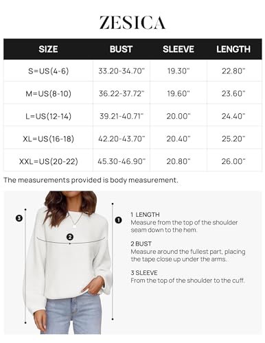 ZESICA Women's 2024 Crew Neck Ribbed Knit Sweater