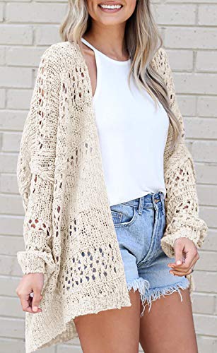 Women's Lightweight Beige Crochet Cardigan for Summer