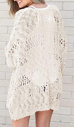 Women's Lightweight Beige Crochet Cardigan for Summer