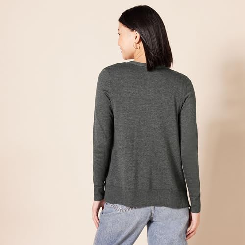 Women's Lightweight V-Neck Cardigan Sweater (Plus Size) Charcoal