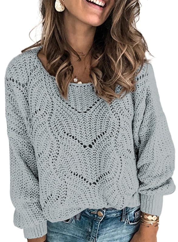 Dokotoo Women's Chunky Knit Crew Neck Sweater