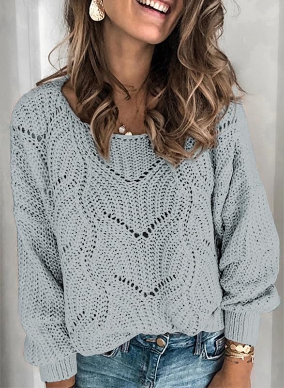 Dokotoo Women's Chunky Knit Crew Neck Sweater