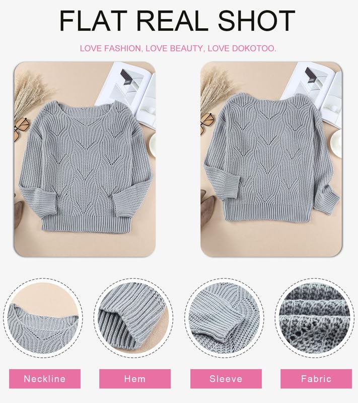 Dokotoo Women's Chunky Knit Crew Neck Sweater
