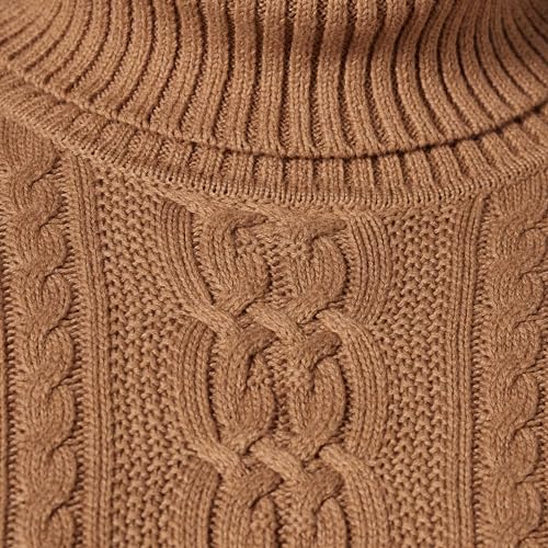 Cream Fisherman Cable Turtleneck Sweater in Plus Size