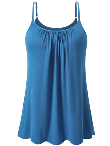 Blue Camisole with Built-in Bra and Adjustable Straps