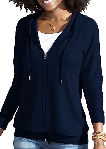Women's Oversized Zip Up Hoodie with Pockets, Navy Blue