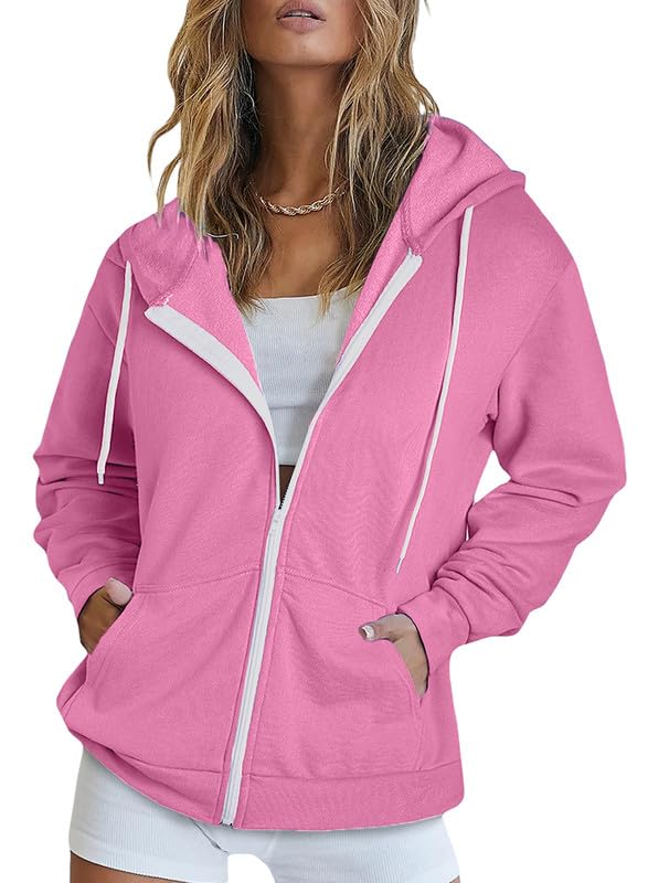 Dokotoo Women's Pink Oversized Hoodie Coat 2024 Fashion
