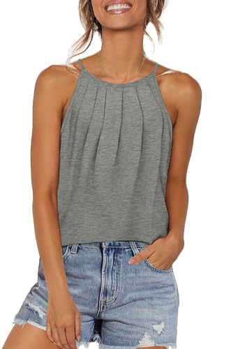 Grey XL Tank Top Dressy Casual Scoop Neck