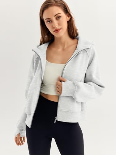 Womens Oversized Zip Up Hoodie Sweater Grey