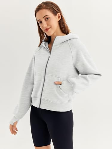 Womens Oversized Zip Up Hoodie Sweater Grey