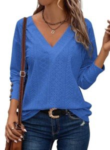 Trendy V Neck Lace Blouse for Women