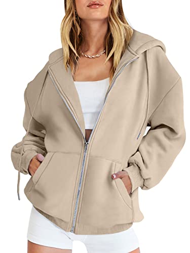 ANRABESS Oversized Zip Up Hoodie Fleece Y2K Jacket