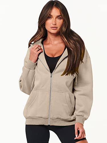 ANRABESS Oversized Zip Up Hoodie Fleece Y2K Jacket