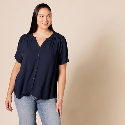 Navy Woven Blouse for Women - X-Large Size