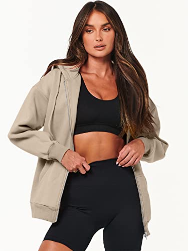 ANRABESS Oversized Zip Up Hoodie Fleece Y2K Jacket