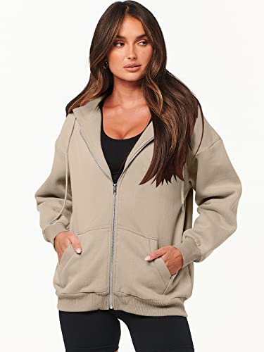 ANRABESS Oversized Zip Up Hoodie Fleece Y2K Jacket