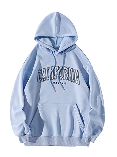California Chic Hoodie with Los Angeles Graphics Blue