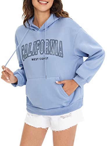 California Chic Hoodie with Los Angeles Graphics Blue