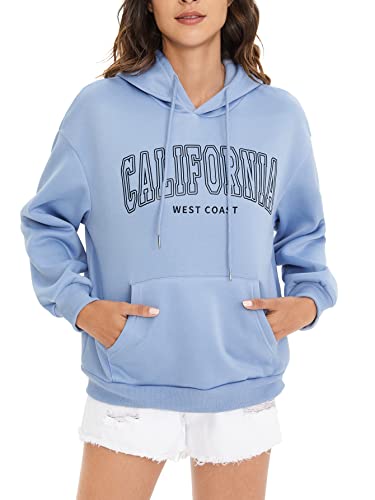 California Chic Hoodie with Los Angeles Graphics Blue