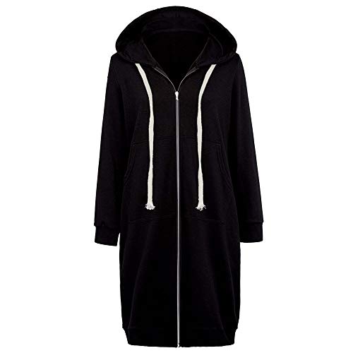 Black Full Zip-Up Hoodie Women's Fashion Fleece Sweatshirt