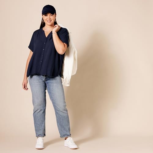 Navy Woven Blouse for Women - X-Large Size