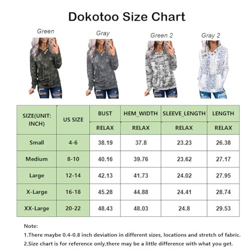 Dokotoo Women's Camo Hoodie V-Neck Pullover Sweatshirt
