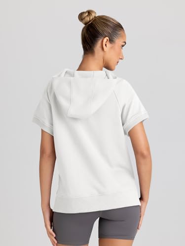 White Y2k Half Zip Oversized Hoodie for Women