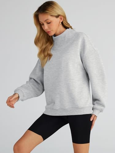 Queen Oversized Fleece Hoodie Turtleneck Pullover Sweater Grey