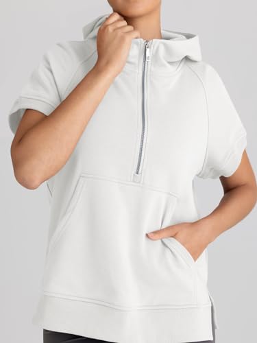 White Y2k Half Zip Oversized Hoodie for Women
