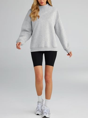 Queen Oversized Fleece Hoodie Turtleneck Pullover Sweater Grey