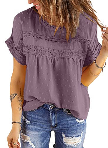 Dokotoo Summer Crochet Lace Crewneck Blouse Women XXL