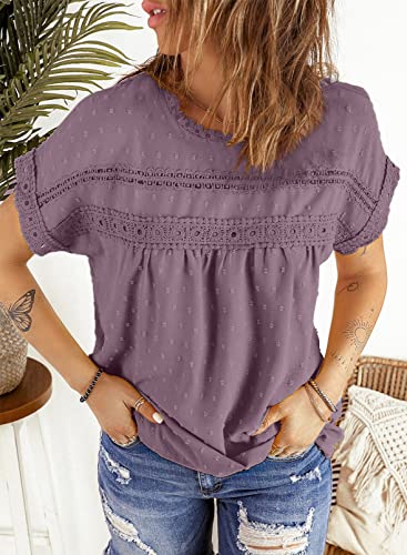 Dokotoo Summer Crochet Lace Crewneck Blouse Women XXL