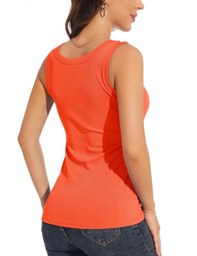 Womens Slim Fit Ribbed Tank Top - Orange