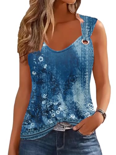 Navy Sleeveless Round Neck Women's Tank Top Summer