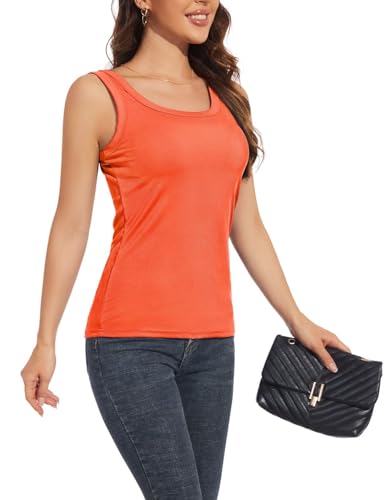 Womens Slim Fit Ribbed Tank Top - Orange