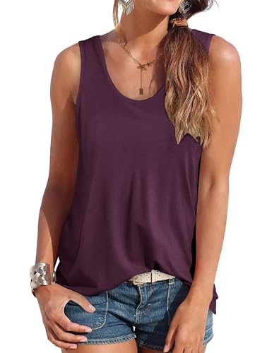Women's Flowy Burgundy Red Sleeveless Tank Top