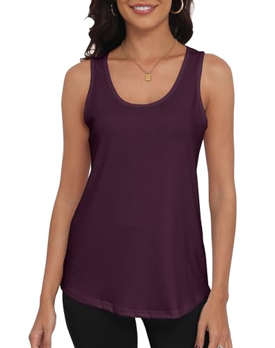Women's Flowy Burgundy Red Sleeveless Tank Top