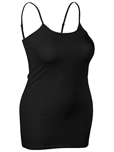 Emmalise Women's Basic Long Camisole Set - Black/White, Medium