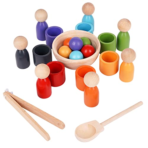 Montessori Color Sorting Peg Dolls and Cups Toy