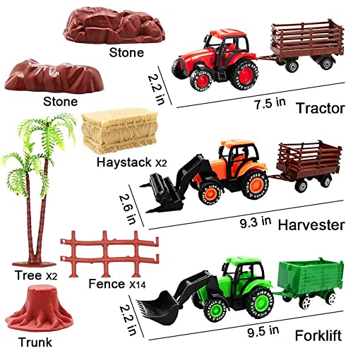 Farm Toy Tractor Set with Animals and Fence