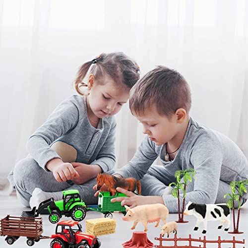 Farm Toy Tractor Set with Animals and Fence
