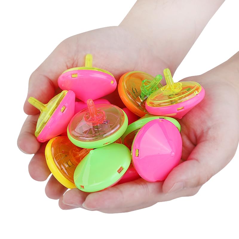 Multicolored LED Flashing Mini Spinning Tops Bulk Pack