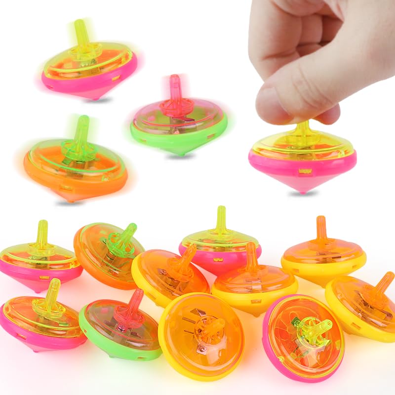 Multicolored LED Flashing Mini Spinning Tops Bulk Pack