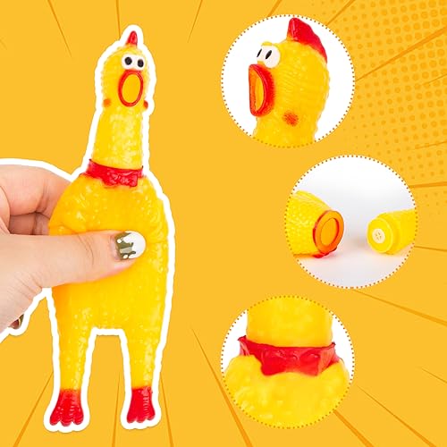 Bulk Pack of 20 Squeaky Rubber Chickens, Novelty Toys