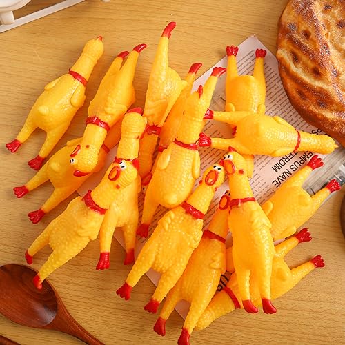 Bulk Pack of 20 Squeaky Rubber Chickens, Novelty Toys