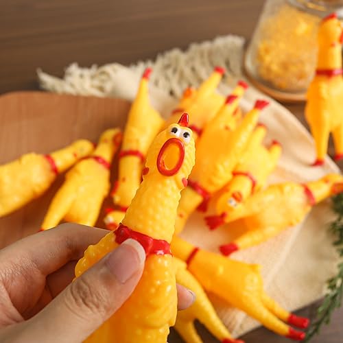 Bulk Pack of 20 Squeaky Rubber Chickens, Novelty Toys